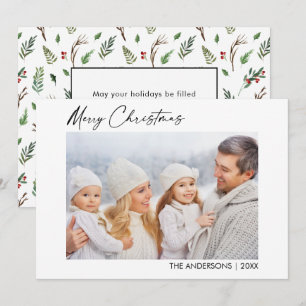 Cartes Pour Fêtes Annuelles Calligraphie Encre Photo Noël Verdure Berries
