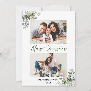 Cartes Pour Fêtes Annuelles Calligraphie Encre Script 2 Photo Greenery Berries