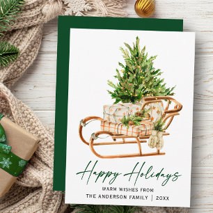 Cartes Pour Fêtes Annuelles Calligraphie Encre Script Aquarelle Arbre à pin