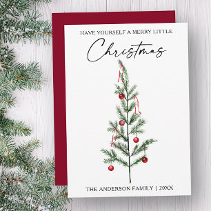 Cartes Pour Fêtes Annuelles Calligraphie Encre Script Aquarelle Arbre rouge