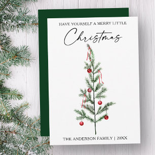 Cartes Pour Fêtes Annuelles Calligraphie Encre Script Aquarelle Arbre Vert