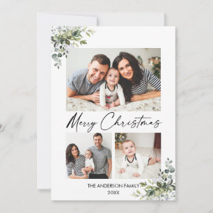 Cartes Pour Fêtes Annuelles Calligraphie Encre Script Verdure 3 Photo Noël