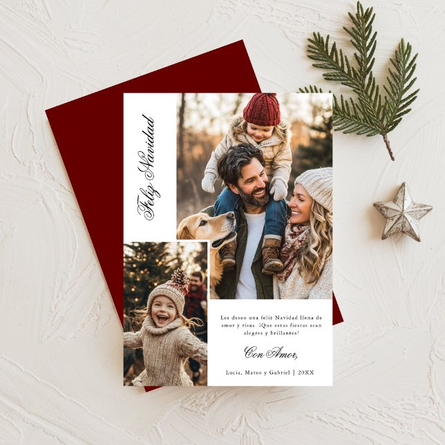 Cartes Pour Fêtes Annuelles Calligraphie Feliz Navidad Photo White (Créateur téléchargé)