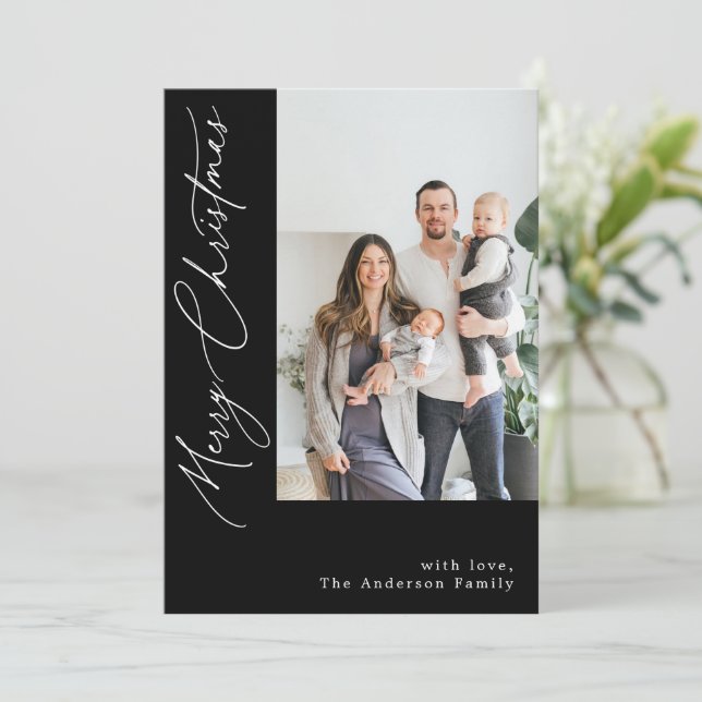 Cartes Pour Fêtes Annuelles Calligraphie manuscrite Black Christmas Photo (Debout devant)