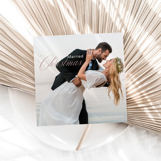 Cartes Pour Fêtes Annuelles Calligraphie Mariage Photo Marié Noël (Créateur téléchargé)