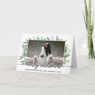 Cartes Pour Fêtes Annuelles Calligraphie Mariage Photo Noël Pine vert