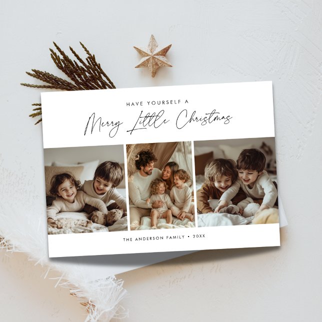 Cartes Pour Fêtes Annuelles Calligraphie Merry Little Christmas Enfants Amusan (Créateur téléchargé)