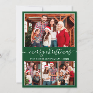 Cartes Pour Fêtes Annuelles Calligraphie moderne 4 Photo Joyeux Noël Vert