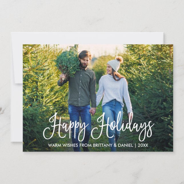 Cartes Pour Fêtes Annuelles Calligraphie moderne Couple Photo (Devant)