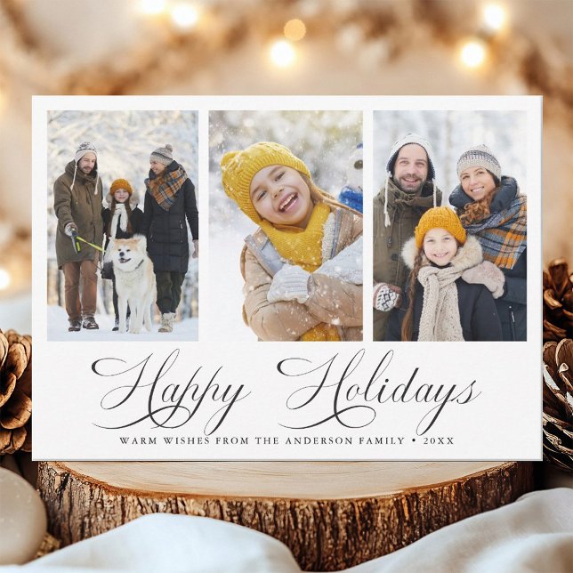 Cartes Pour Fêtes Annuelles Calligraphie moderne élégante Noël 3 Photo (Créateur téléchargé)