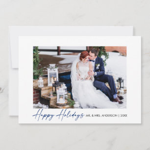 Cartes Pour Fêtes Annuelles Calligraphie moderne encre bleue Script Mariage ph