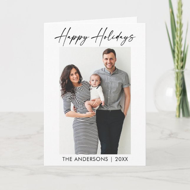 Cartes Pour Fêtes Annuelles Calligraphie moderne Encre Script photo pliée (Devant)