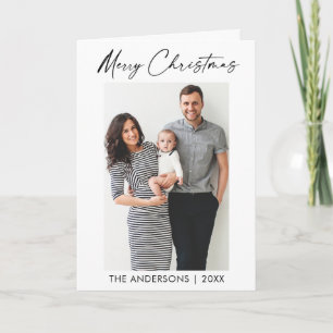 Cartes Pour Fêtes Annuelles Calligraphie moderne Encre Script photo Plier Noël