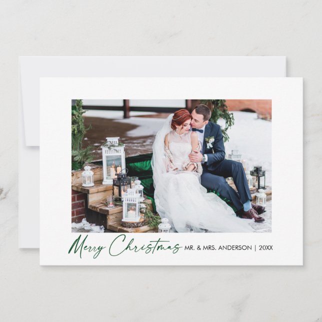 Cartes Pour Fêtes Annuelles Calligraphie moderne Encre verte Script Mariage ph (Devant)