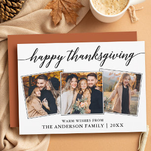 Cartes Pour Fêtes Annuelles Calligraphie moderne Joyeux Thanksgiving 3 Photos