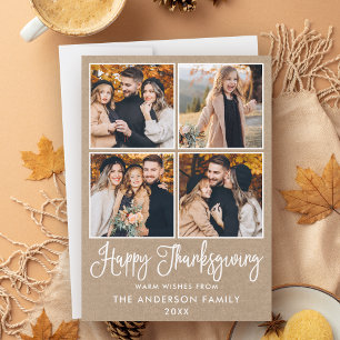 Cartes Pour Fêtes Annuelles Calligraphie Moderne Kraft 4 Photos Thanksgiving