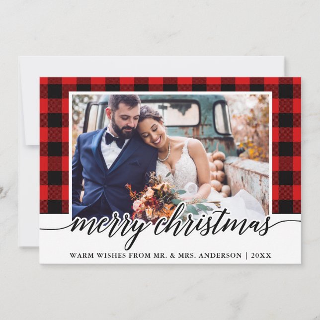 Cartes Pour Fêtes Annuelles Calligraphie moderne Mariage rouge photo (Devant)