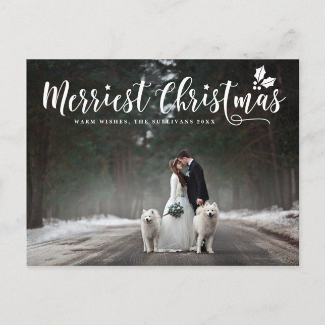 Cartes Pour Fêtes Annuelles Calligraphie moderne Merriest Christmas Photo (Devant)