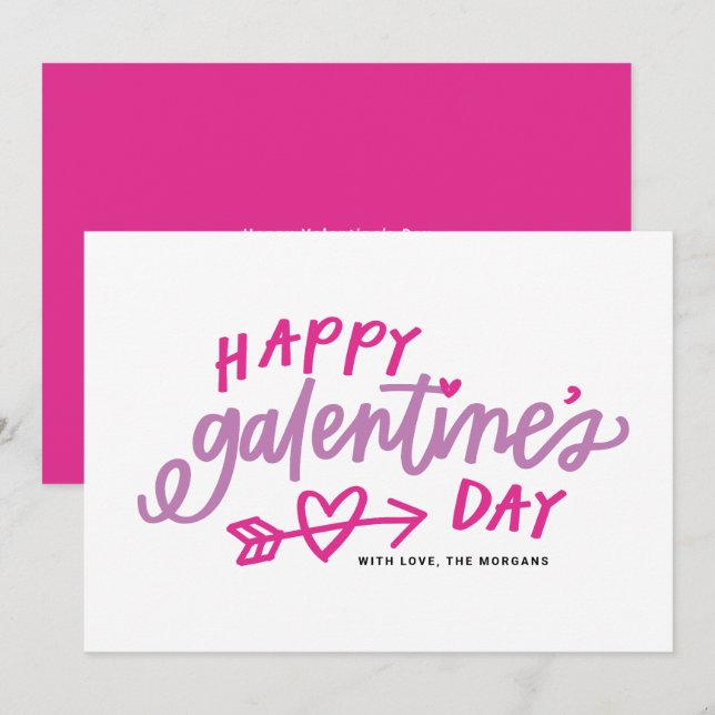 Cartes Pour Fêtes Annuelles Calligraphie moderne rose Bonne Saint-Galentin (Devant / Derrière)