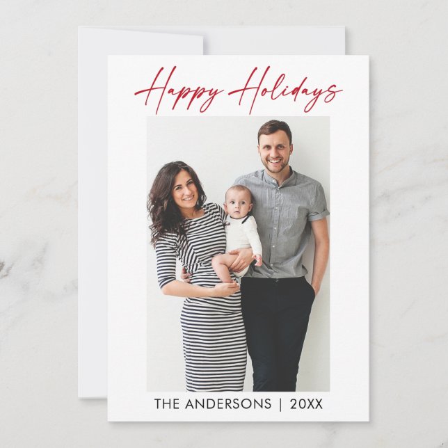 Cartes Pour Fêtes Annuelles Calligraphie moderne Rouge Encre Script Photo (Devant)