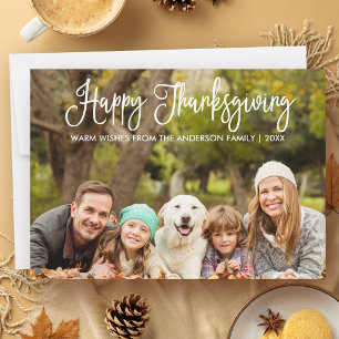 Cartes Pour Fêtes Annuelles Calligraphie moderne Thanksgiving Photo de famille