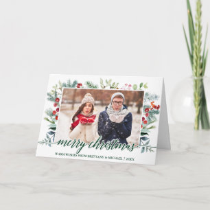 Cartes Pour Fêtes Annuelles Calligraphie Noël Verdure Couple Plier Vert