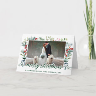 Cartes Pour Fêtes Annuelles Calligraphie Noël Verdure Mariage Plier vert