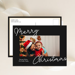 Cartes Pour Fêtes Annuelles Calligraphie noire Joyeux Noël Photo moderne