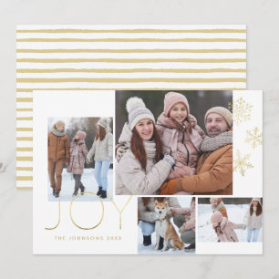 Cartes Pour Fêtes Annuelles Calligraphie or moderne et flocons de neige 1 Phot