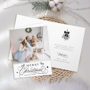 Cartes Pour Fêtes Annuelles Calligraphie romantique Joyeux Noël Photo repliée