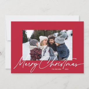Cartes Pour Fêtes Annuelles Calligraphie rouge de Noël Script Simple 3 Photo