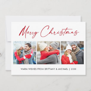 Cartes Pour Fêtes Annuelles Calligraphie Rouge Encre 3 Photo Couple Noël
