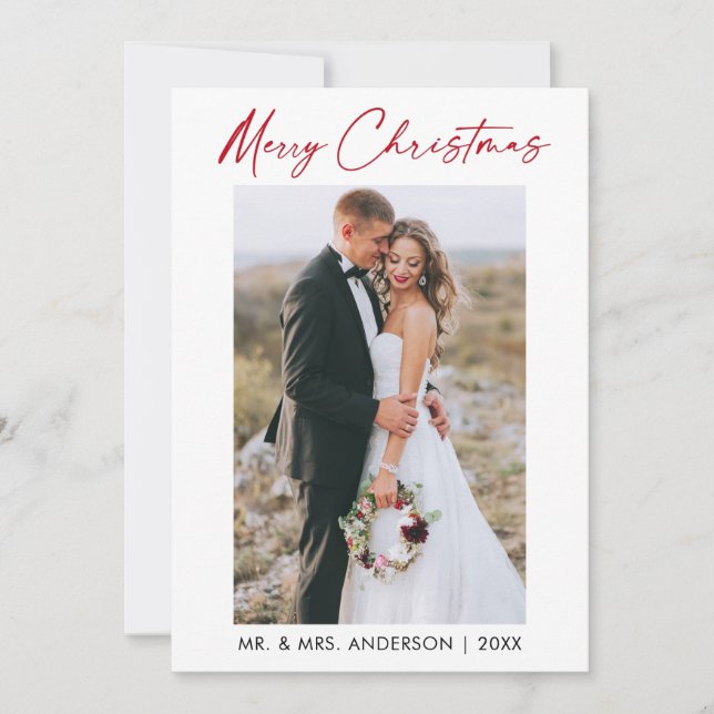 Cartes Pour Fêtes Annuelles Calligraphie Rouge Encre Script Mariage photo (Devant)