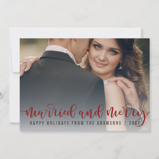 Cartes Pour Fêtes Annuelles Calligraphie Rouge Mariée Et Joyeuse | Photo nouve