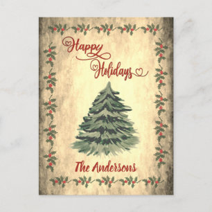 Cartes Pour Fêtes Annuelles Calligraphie rouge vintage Joyuses Fêtes Vacances