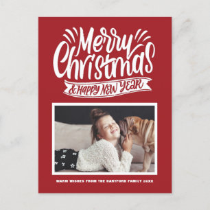 Cartes Pour Fêtes Annuelles Calligraphie rustique rouge Joyeux Noël Photo