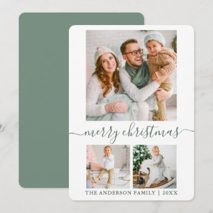 Cartes Pour Fêtes Annuelles Calligraphie Script 3 Photo Sage Vert Noël