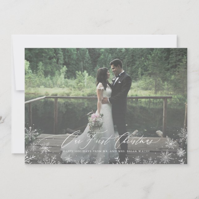 Cartes Pour Fêtes Annuelles Calligraphie Script First Christmas Newlyly (Devant)