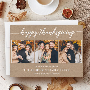 Cartes Pour Fêtes Annuelles Calligraphie Thanksgiving Kraft 3 Photo