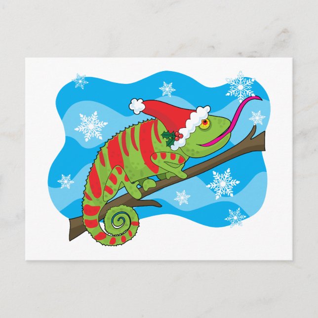 Cartes Pour Fêtes Annuelles Caméléon de Noël (Devant)