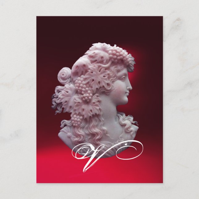 CARTES POUR FÊTES ANNUELLES CAMEO ANTIQUE, DAME AVEC MONOGRAMME DE PÂTES (Devant)