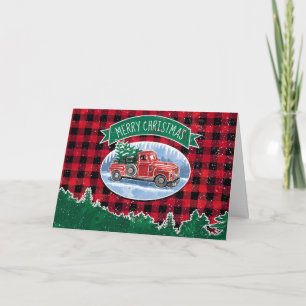 Cartes Pour Fêtes Annuelles Camion Buffalo Plaid