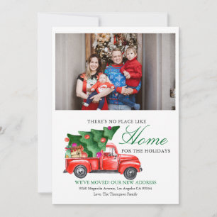 Cartes Pour Fêtes Annuelles Camion d'arbre de Noël Nous avons déménagé Photo D