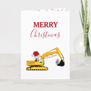 Cartes Pour Fêtes Annuelles Camion de construction de l'excavatrice de Noël