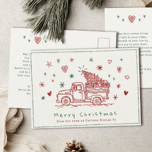 Cartes Pour Fêtes Annuelles Camion de Noël fantaisiste rétro rouge et vert