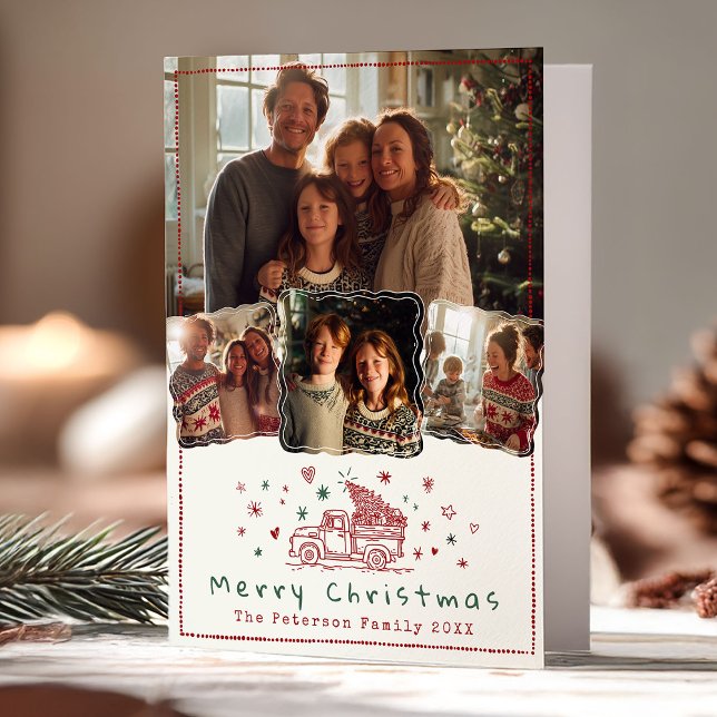 Cartes Pour Fêtes Annuelles Camion de Noël Whimsical à main 4 Photo (Créateur téléchargé)