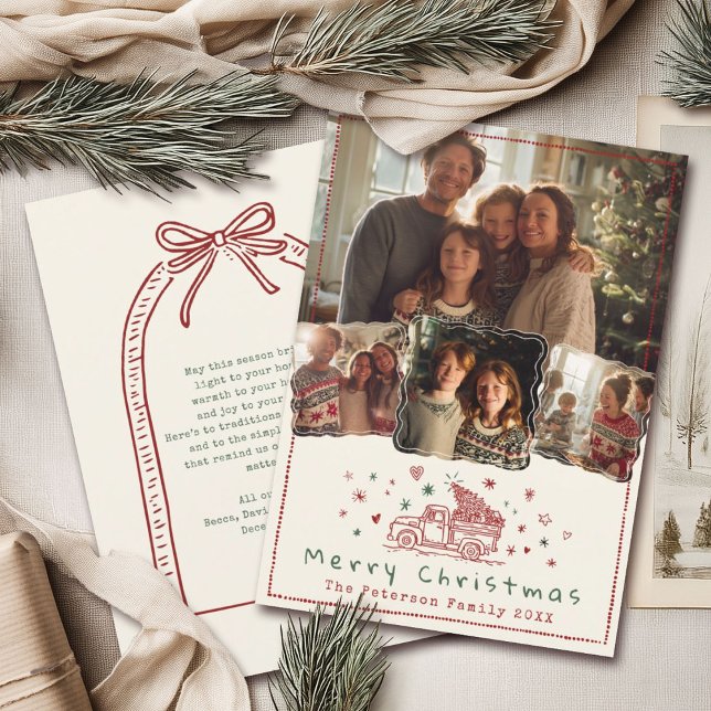 Cartes Pour Fêtes Annuelles Camion de Noël Whimsical à main 4 Photo (Créateur téléchargé)