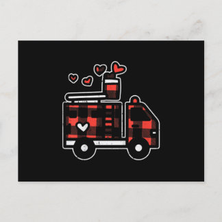 Cartes Pour Fêtes Annuelles Camion de pompiers à carreaux rouges pour la Saint