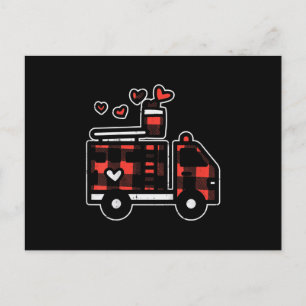 Cartes Pour Fêtes Annuelles Camion de pompiers à carreaux rouges pour la Saint
