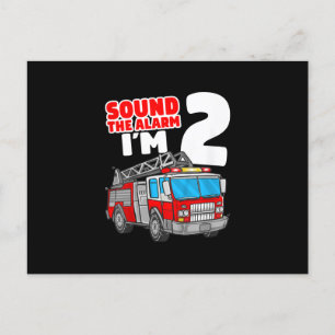 Cartes Pour Fêtes Annuelles Camion d'incendie 2 ans pompier 2e anniversaire